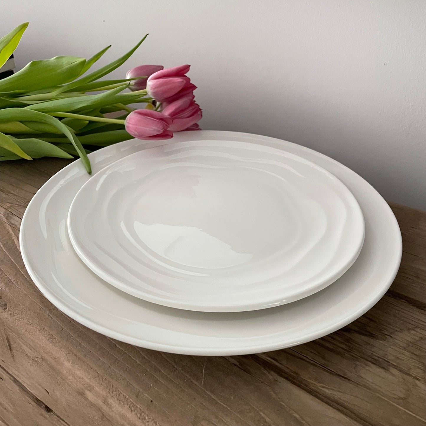 Luxury Porcelain Dinnerware Set -White 12-Piece Set for 4, Scratch & Chip Resistant, Oven Safe. Modern & Timeless Design by Pots & Patterns.