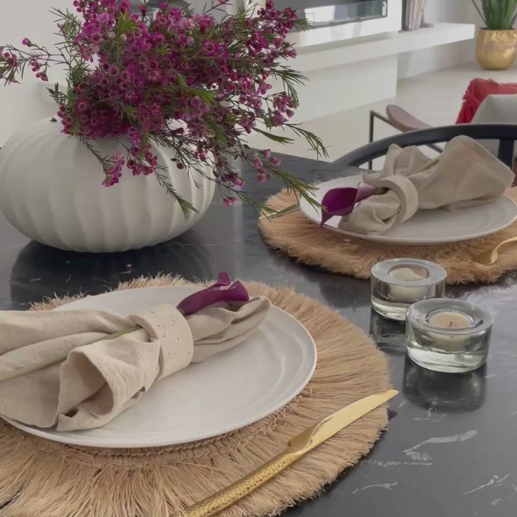 Natural Waves Porcelain Dinnerware Set – Elegant 12-Piece Set for 4 | White, Scratch-Resistant & Oven Safe | By Pots & Patterns