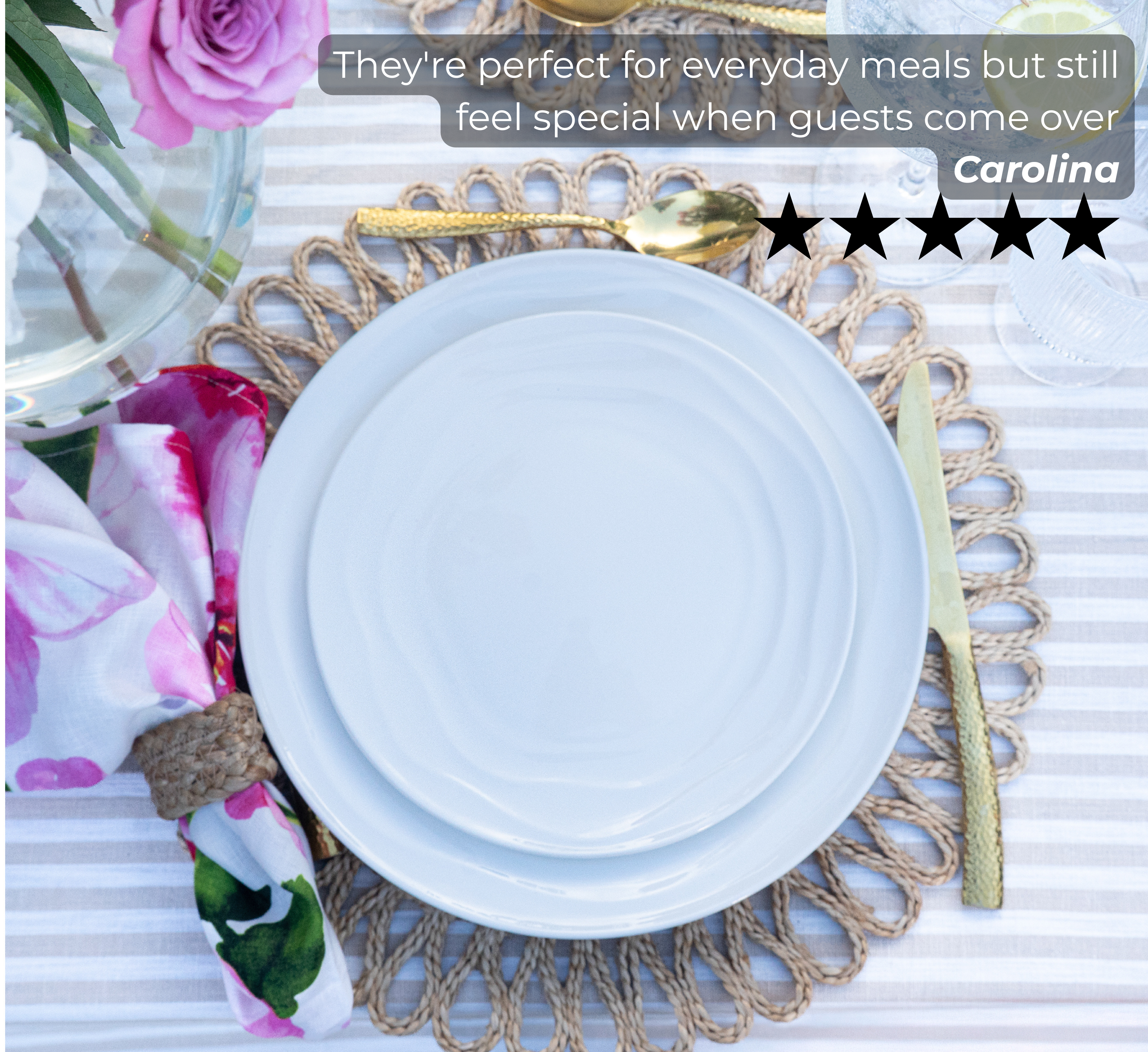 Natural Waves Porcelain Dinnerware Set – Elegant 12-Piece Set for 4 | White, Scratch-Resistant & Oven Safe | By Pots & Patterns