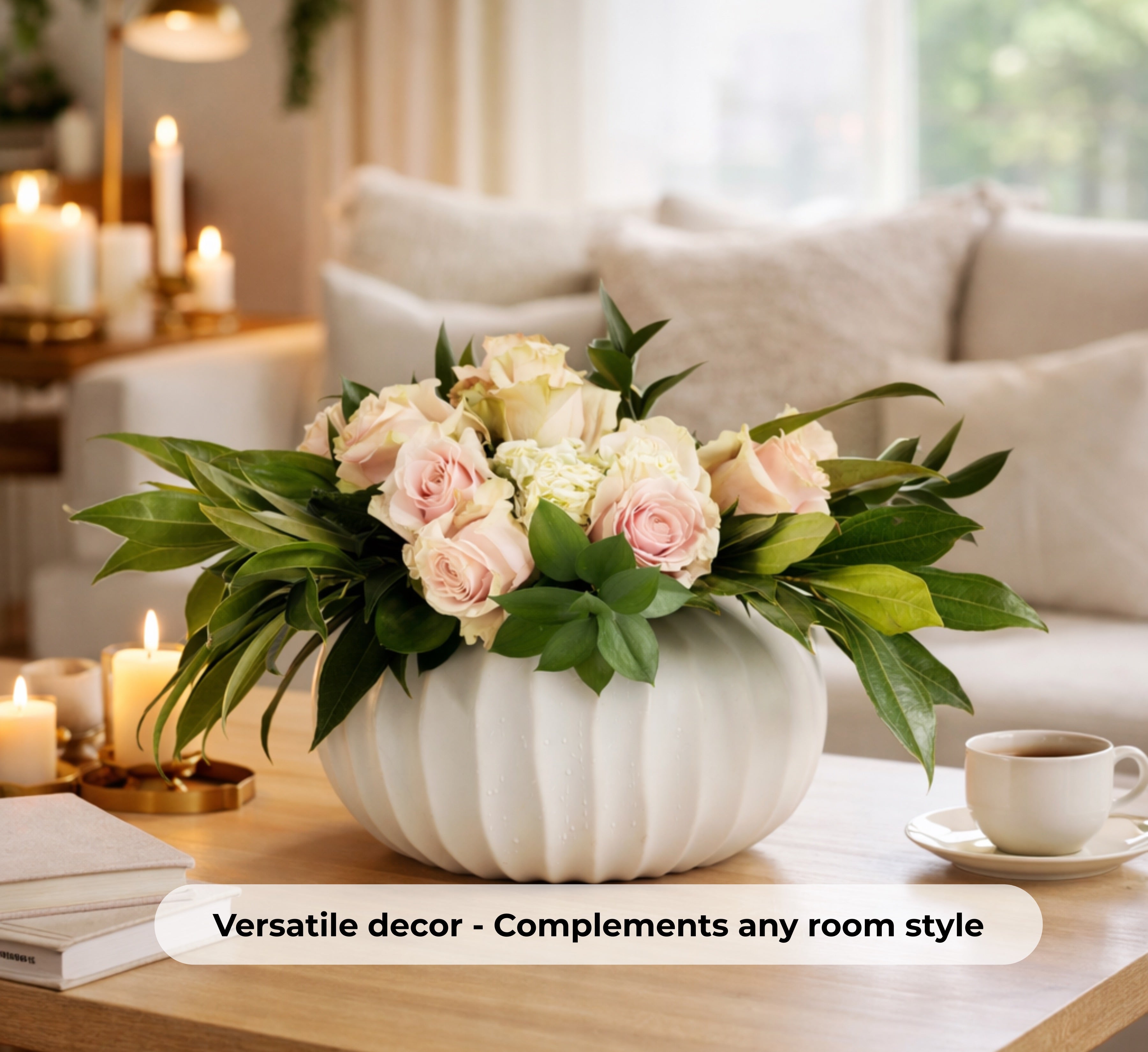 Natural Waves Porcelain Vase – White Matte Finish