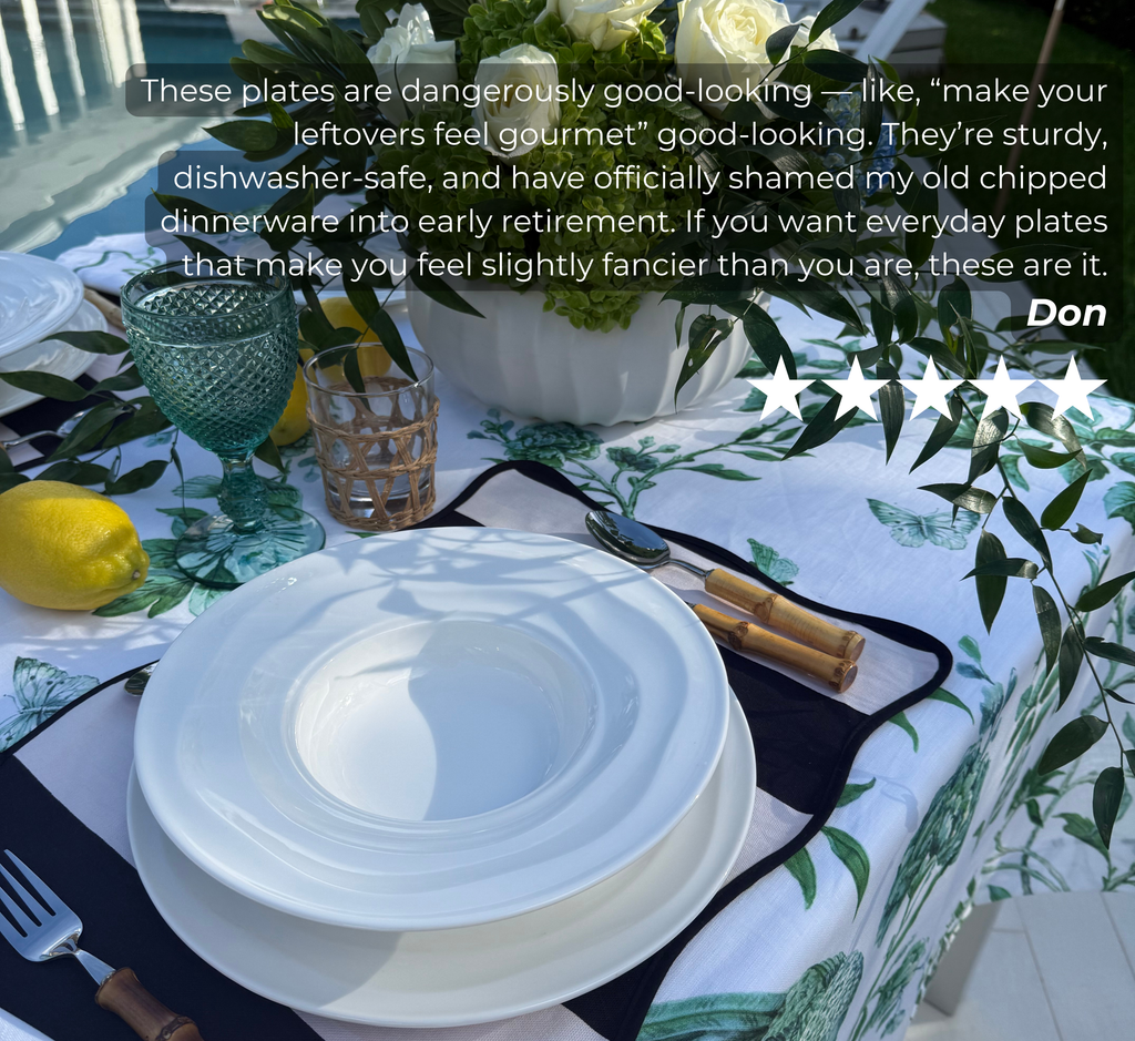 Natural Waves Porcelain Dinnerware Set – Elegant 12-Piece Set for 4 | White, Scratch-Resistant & Oven Safe | By Pots & Patterns