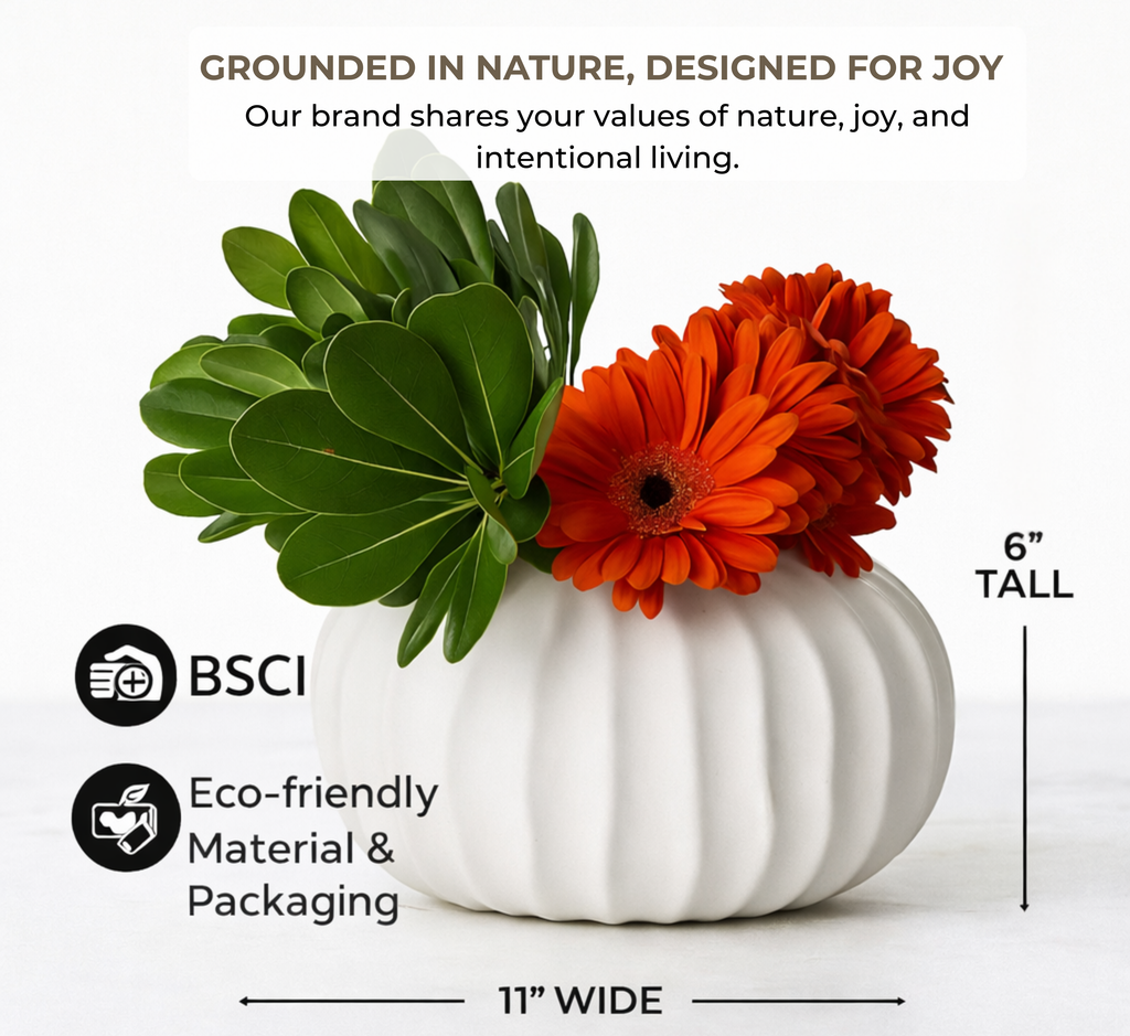 Natural Waves Porcelain Vase – White Matte Finish