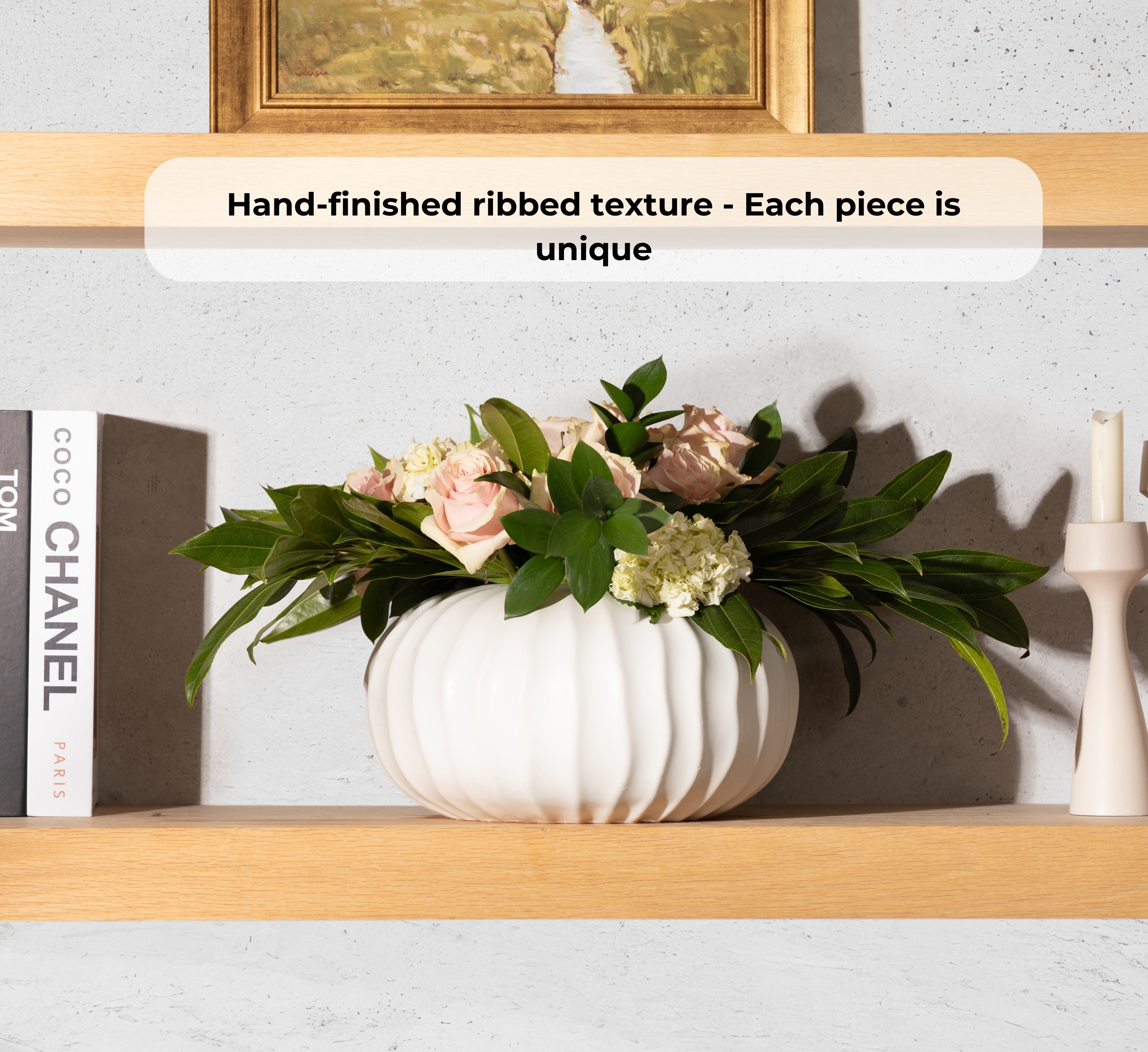 Natural Waves Porcelain Vase – White Matte Finish