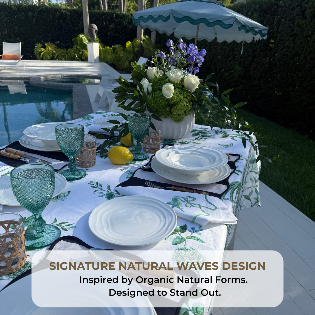 Pots & Patterns Natural Waves Bone China Dinnerware Set, 12-Piece White Plates and Bowls, Service for 4 — Chip-Resistant, Microwave & Dishwasher Safe