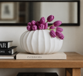 Natural Waves White Porcelain Vase – Low-Profile Dining Table Centerpiece
