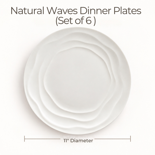 Natural Waves dinner plate, set of 6, showing the 11-inch diameter
