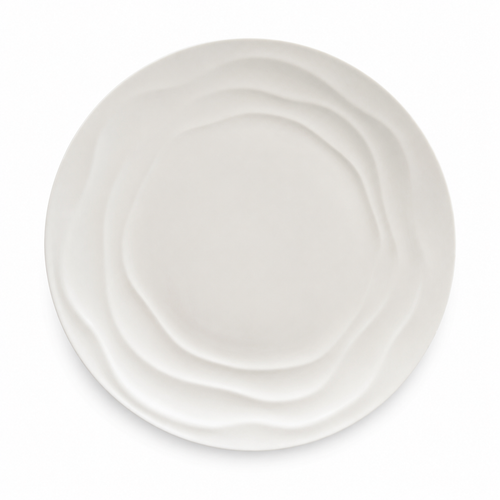 Two white ceramic plates stacked on a white background