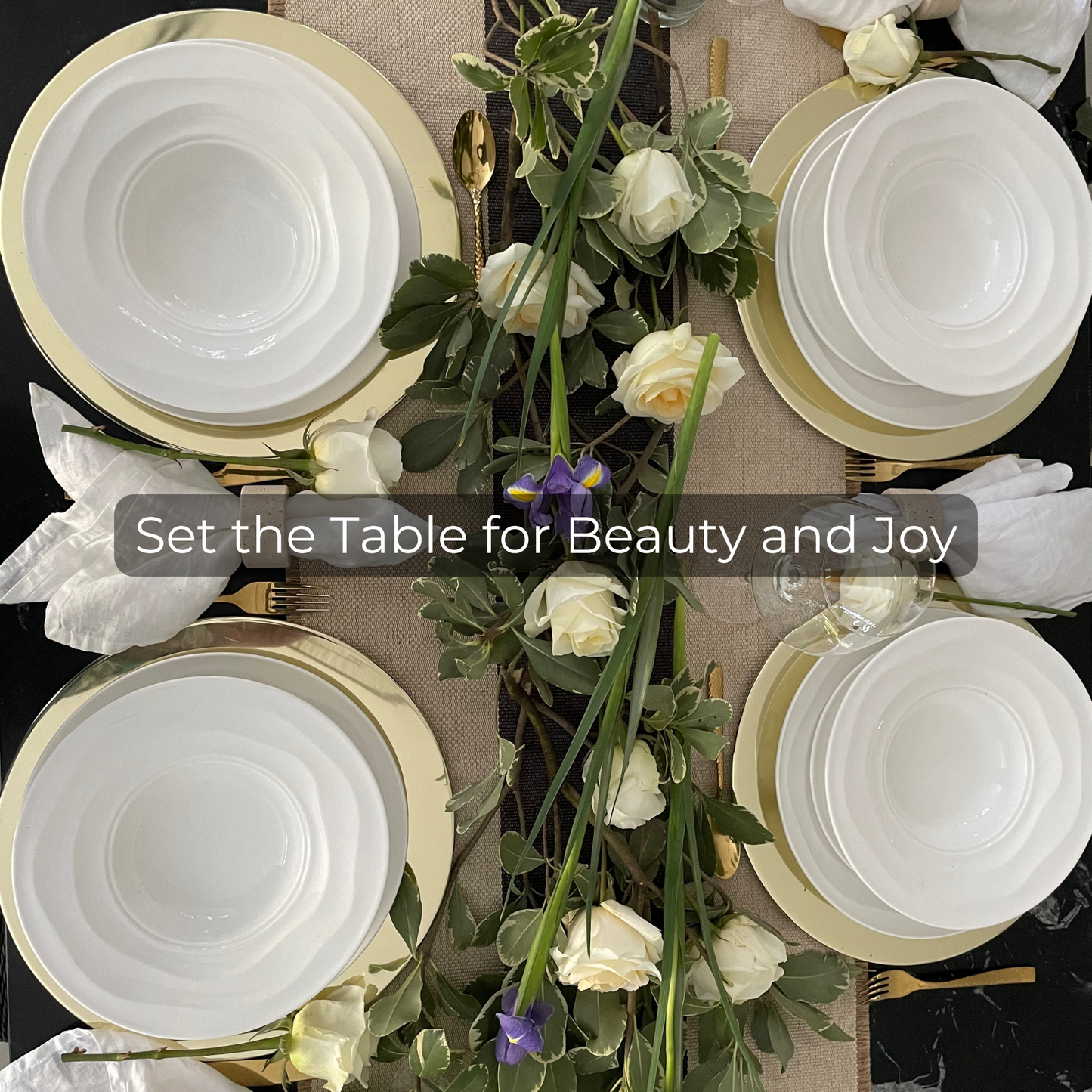 Natural Waves Porcelain Dinnerware Set – Elegant 12-Piece Set for 4 | White, Scratch-Resistant & Oven Safe | By Pots & Patterns