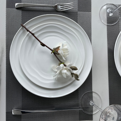 Luxury Porcelain Dinnerware Set -White 12-Piece Set for 4, Scratch & Chip Resistant, Oven Safe. Modern & Timeless Design by Pots & Patterns.