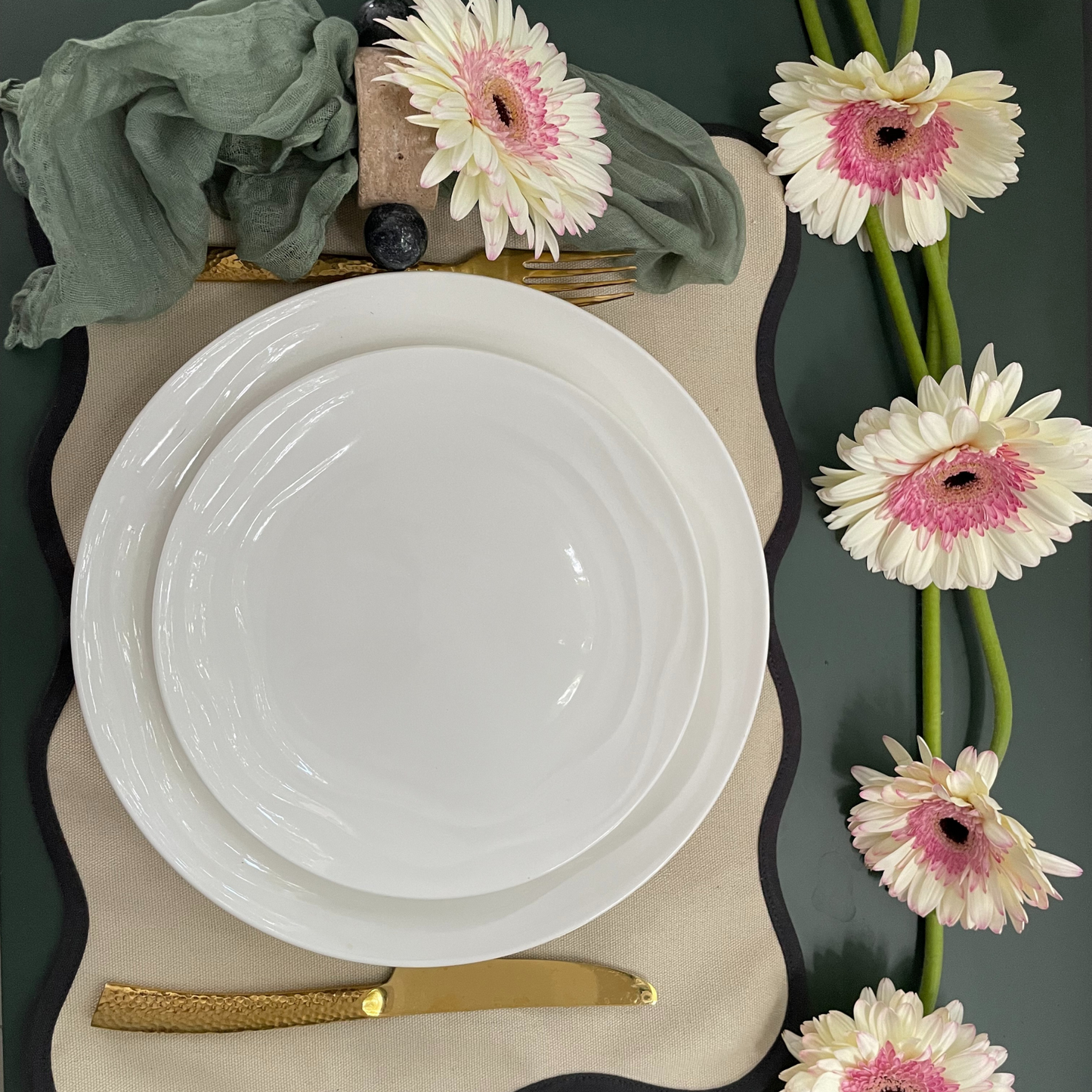Luxury Porcelain Dinnerware Set -White 12-Piece Set for 4, Scratch & Chip Resistant, Oven Safe. Modern & Timeless Design by Pots & Patterns.